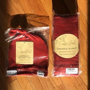 Copper pearl rust hat and blanket set